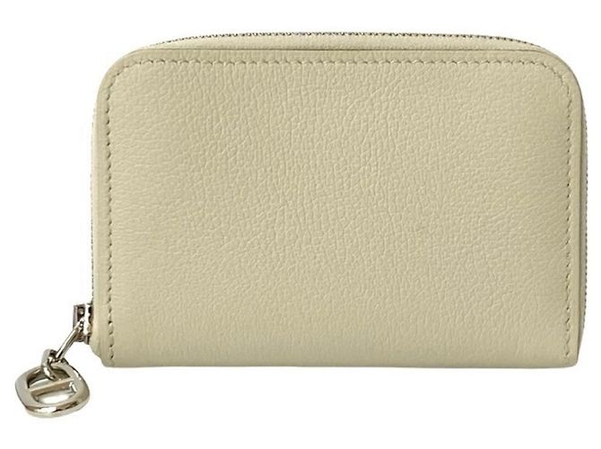 Hermès B-geprägtes Zip & Go Münzgeldbörse/Visitenkartenetui Weiß Aus weiß