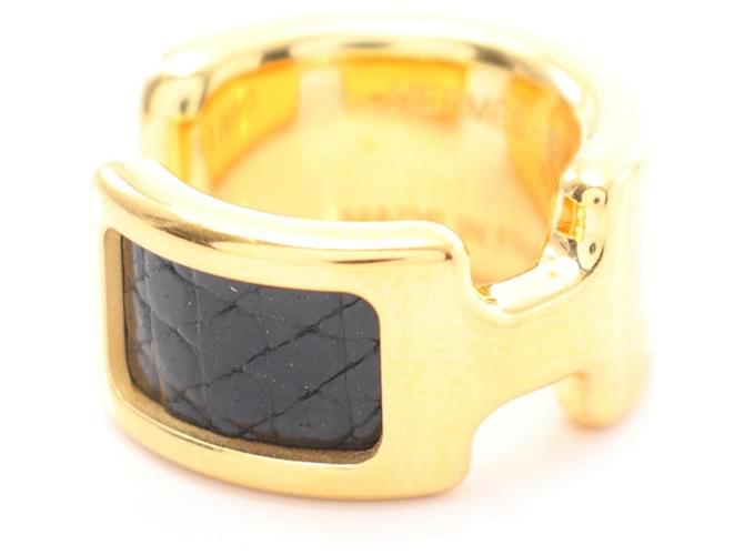 Boucle d'oreille Olympe PM Hermès Noir Doré 