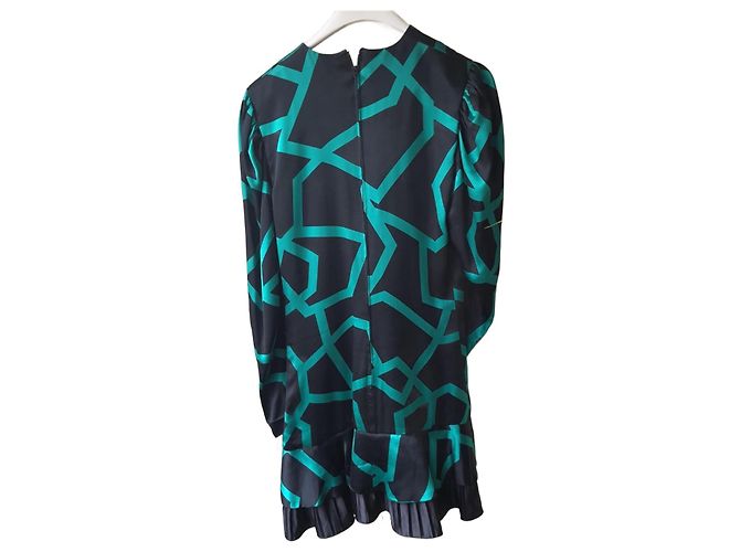 Autre Marque Vera Borea Paris Seidenkleid schwarz grün