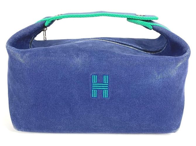 Borsa Vanity Pouch Black GM Hermès Brid Blu Verde