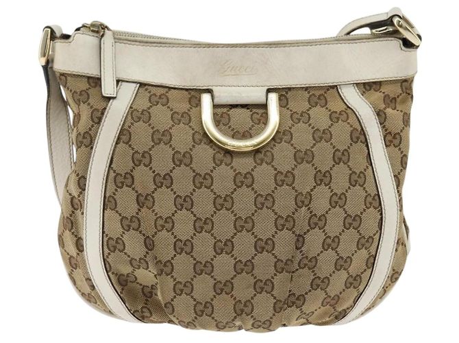 Gucci D Ring Messenger Bag GG Canvas Medium Beige