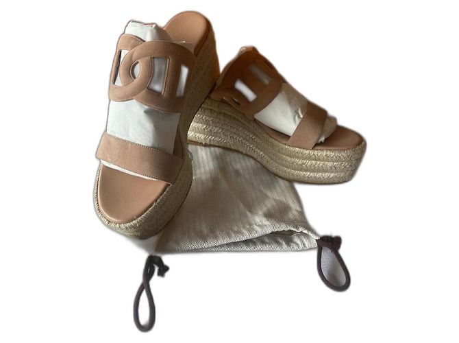Espadrilles Hermès Ithéa 30 en daim beige