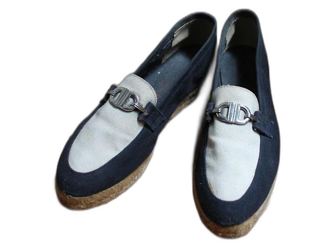 Espadrilles Dior em tecido azul e branco tamanho 37