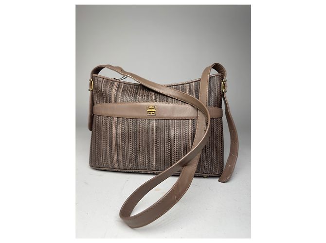 Sac en cuir vintage Givenchy rayé Marron