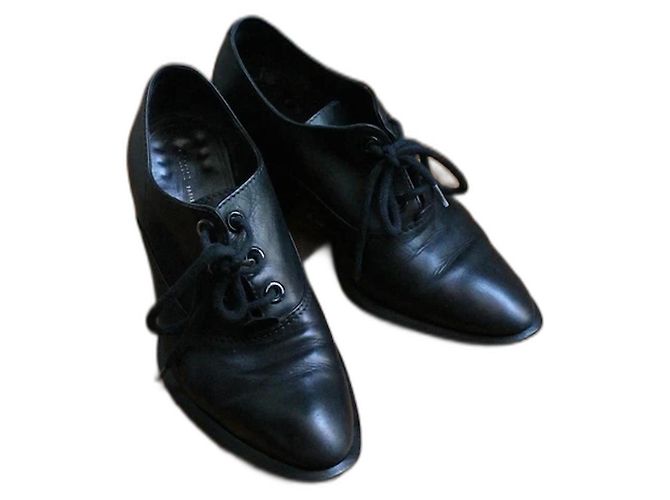 Céline black leather lace-up heeled ankle boots