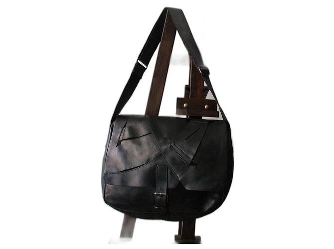 Bolsa de couro preta Prada com alça ajustável Preto