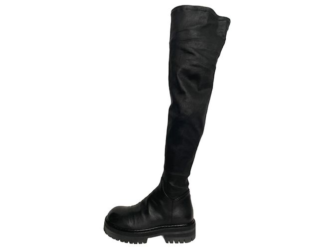 Ann Demeulemeester Stretch Leder Stiefel schwarz