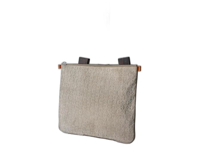 Céline Triomphe Clutch aus Wildleder Grau