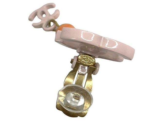 Pendientes de clip con motivo Coco Mark de Chanel Rosa Dorado Naranja