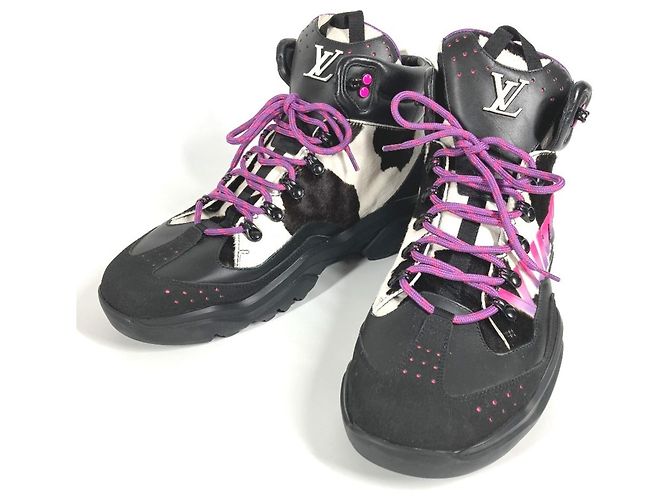 Louis Vuitton Millennium Line Ankle Boots Black Pink Purple