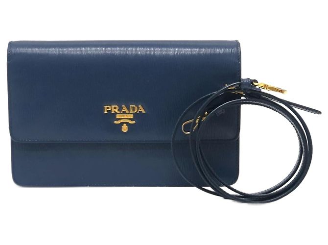 Prada 1BP016 Mini Borsa a Spalla in Pelle Blu
