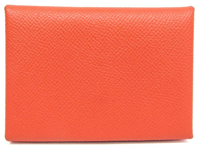 Hermès Calvi Duo Epsom Leder Kartenetui in Orange