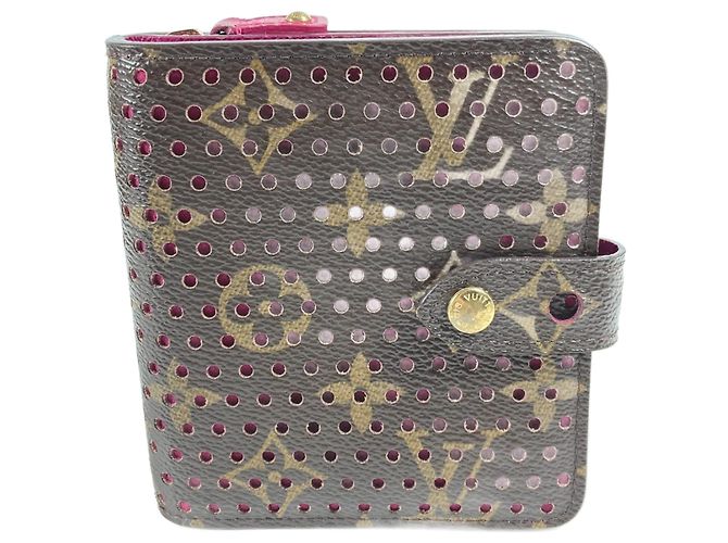 Louis Vuitton Monogram Perforated Compact Zip Wallet Pink Fuschia