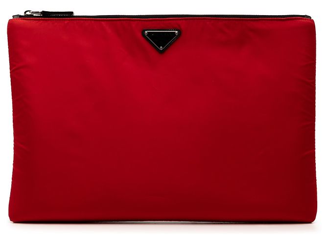 Clutch suave de tessuto rojo Prada Roja