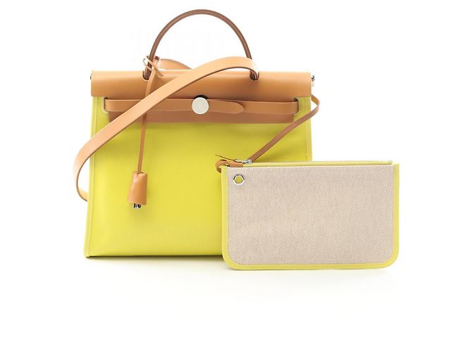 Hermès Airbag Zip PM Handtasche Braun Golden Gelb