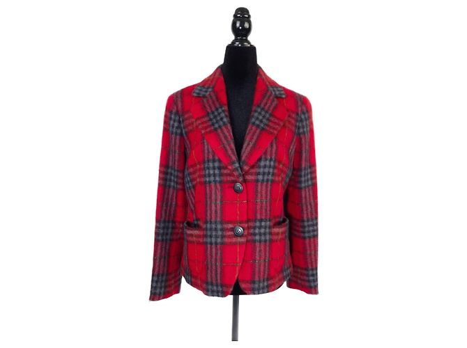 Max Mara red checkered wool jacket Multiple colors
