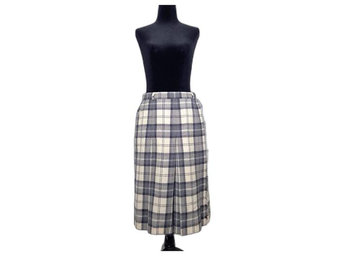 Escada Kilt-Rock aus reiner Schurwolle Weiß Grau