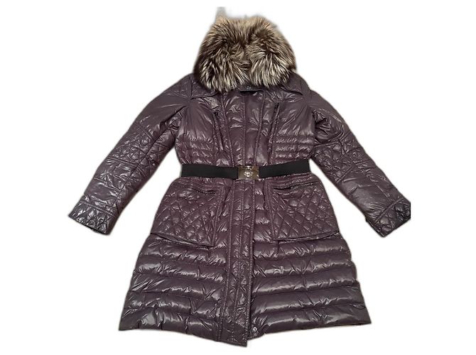 Moncler Daunenmantel Dunkelgrau mit Pelzkragen Anthrazitgrau