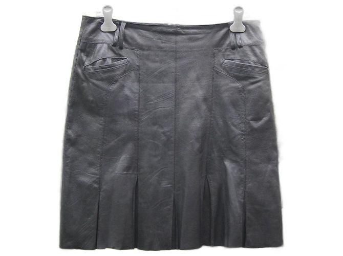 Autre Marque Arma Lederrock Schwarz mit Plissee