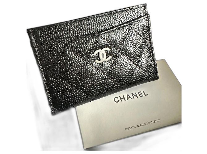 Trendy CC Chanel classic cardholder Black Silver hardware