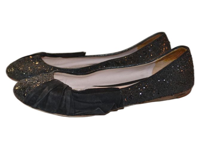 Ballerine Miu Miu paillettes e scamosciato nero