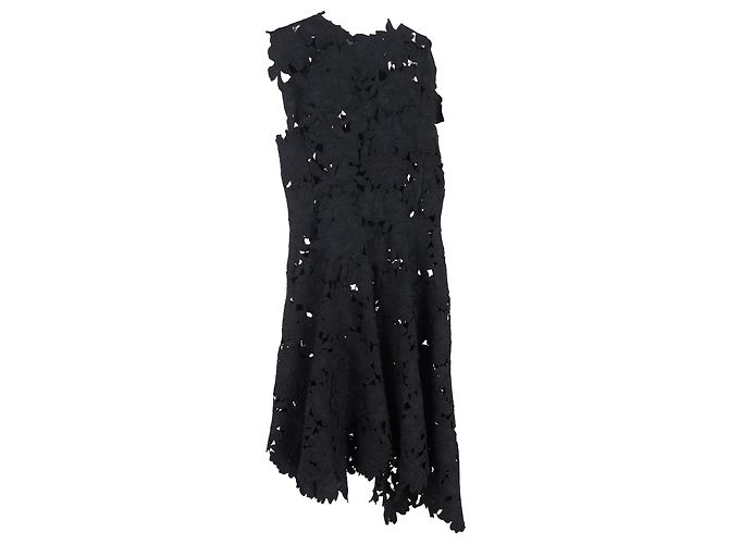 Max Mara Sportmax Spitzen-Midi-Kleid aus schwarzem Polyester