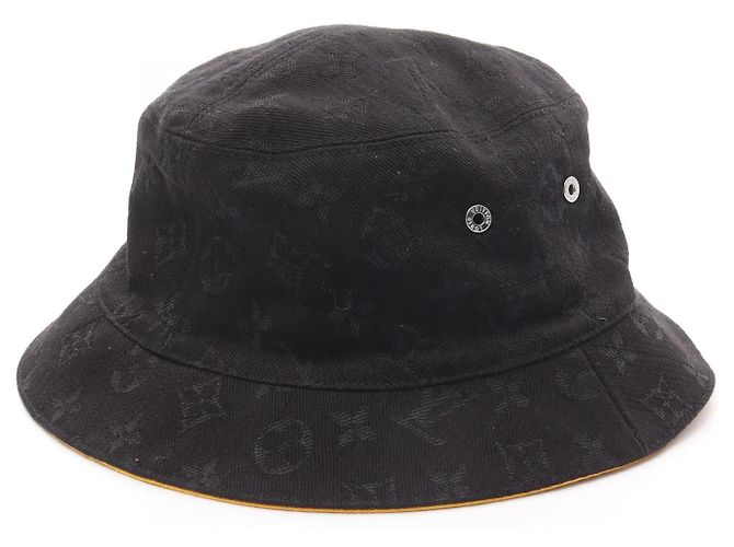 Cappello Bucket in Cotone Monogram Louis Vuitton Nero