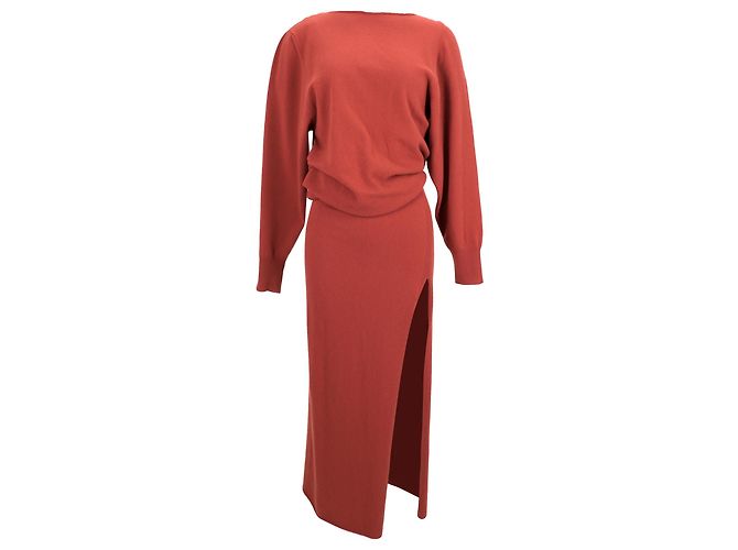Maxikleid Jemaa mit Schlitz aus Rostwolle von Jacquemus Orange