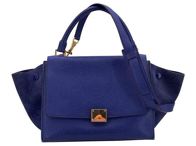 Céline Bolsa de couro Trapeze Celine Azul