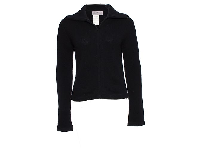 Yohji Yamamoto Wollweste mit extra hohem Kragen. Schwarz