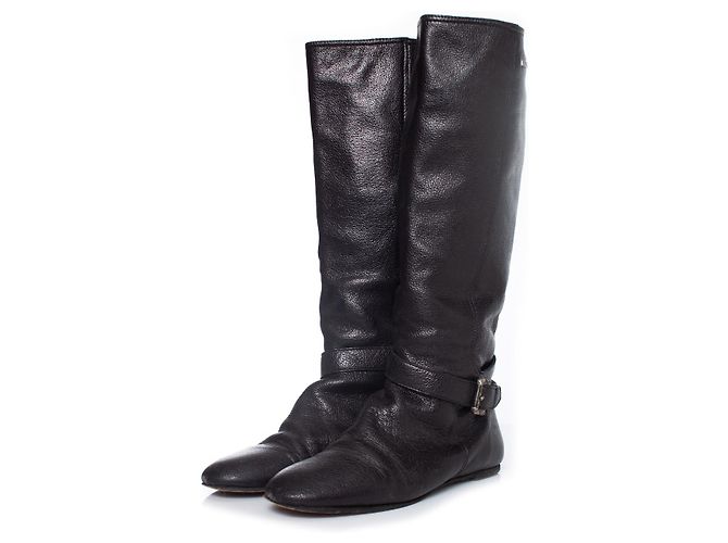 Botas de montar de cuero marrón Burberry Castaño