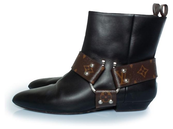 Botas de tornozelo de couro Rhapsody Louis Vuitton Preto