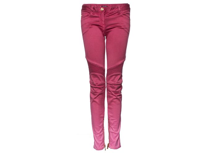 Jeans biker rosa Balmain com gradiente de cor.