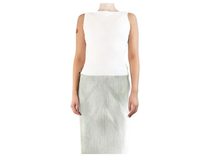 Autre Marque Cremfarbener gerippter Tanktop - Größe S Roh