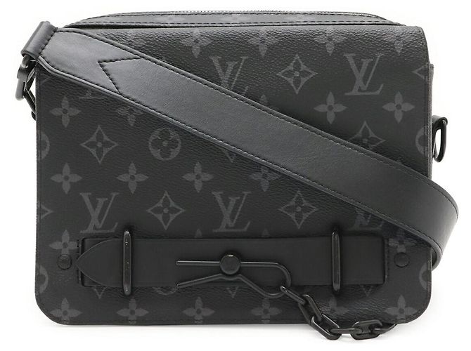 Borsa messenger Steamer Monogram Eclipse di Louis Vuitton Nero