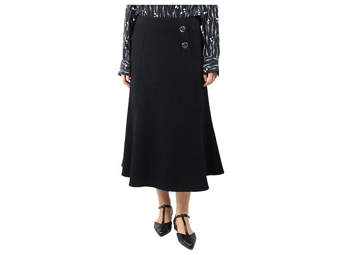 Jason Wu Saia midi de tweed preto - tamanho UK 14