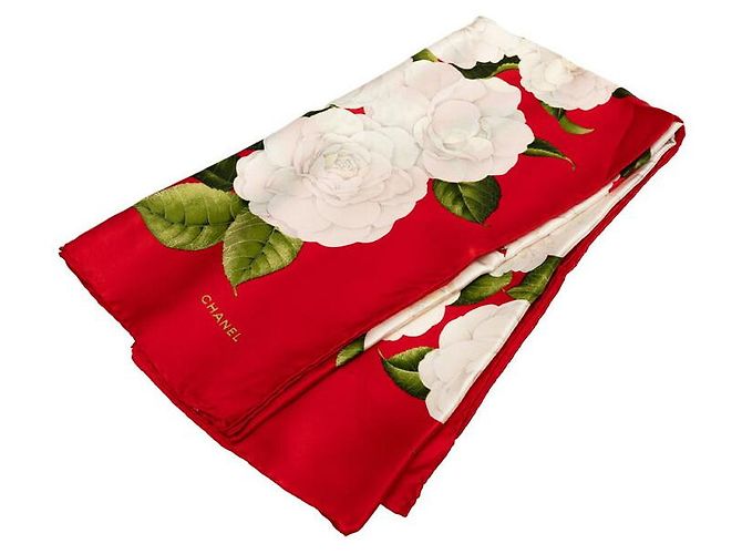 Timeless Chanel Camellia Seidenschal Rot