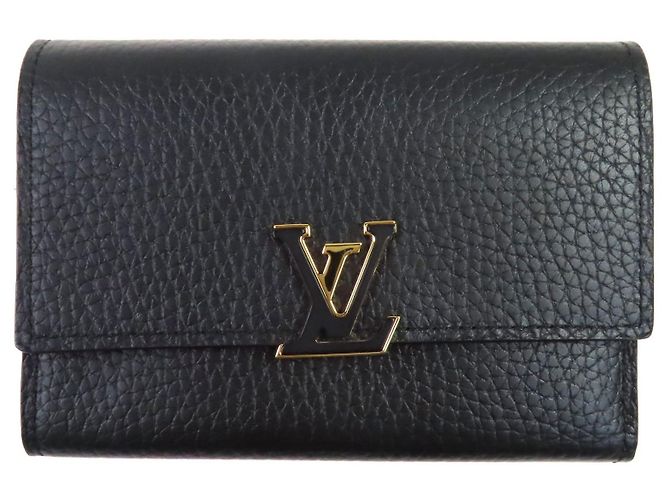 Cartera Bifold Compacta Taurillon Clemence Louis Vuitton Negro