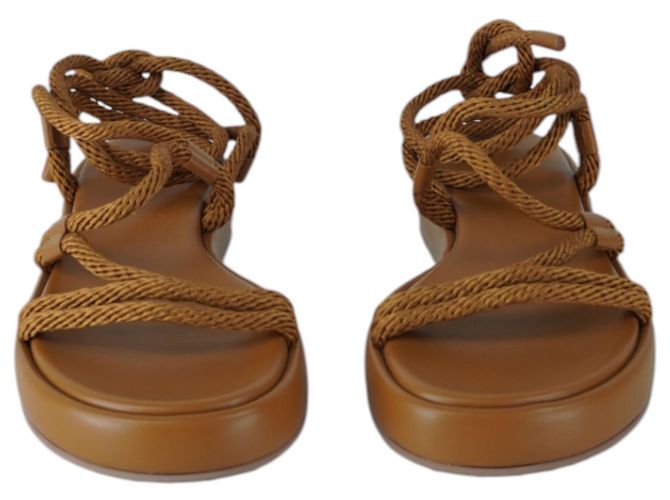 Sandalias de cuerda con cordones Gianvito Rossi en cuero marrón Castaño