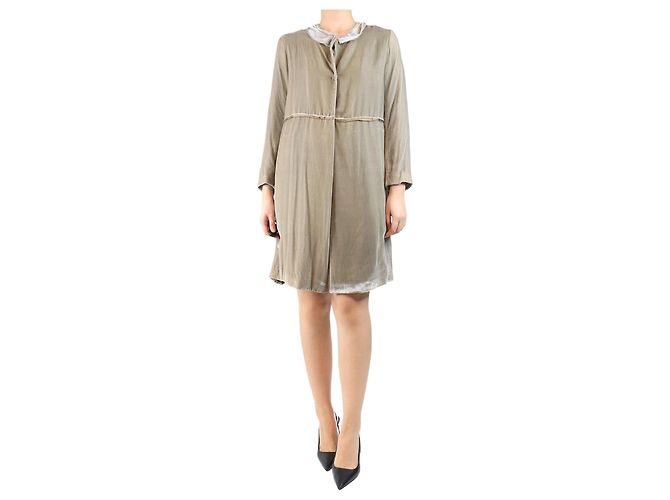 Autre Marque Neutrale Samtjacke mit offenem Saum - Größe UK 10