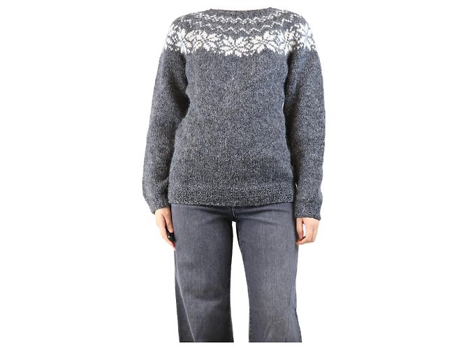 Autre Marque Grau Fairisle Pullover - Größe UK 12 