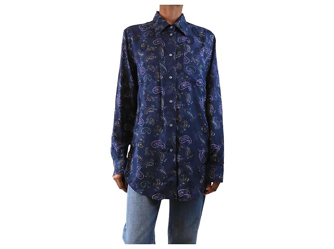 Acne Camicia paisley blu scuro - taglia UK 6