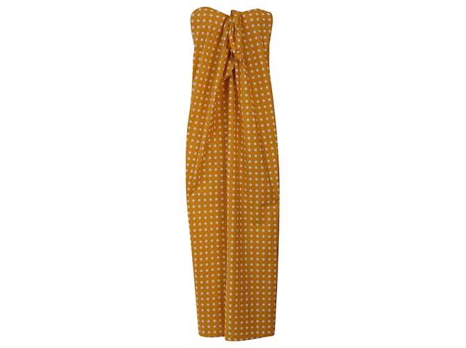 Autre Marque Caroline Constas Kaia Polka-dot Maxi Dress in Yellow Cotton  ref.2604615