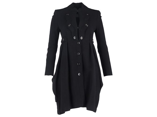 Alexander McQueen Single-Breasted Long Back Coat in Black Wool