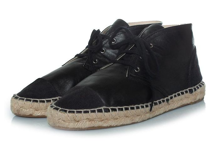 Botas ankle espadrille de cano alto Chanel em preto