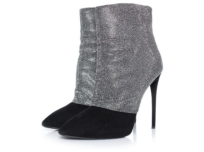 Botas de tornozelo em malha de cristal Giuseppe Zanotti Prata Metálico