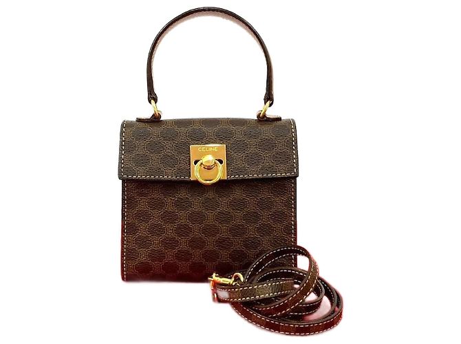 Céline Celine Macadam 2way Handbag Brown