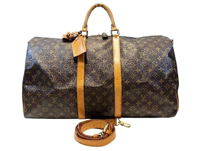 Louis Vuitton Keepall Monogram Boston Bag Brown Cloth  ref.2604982