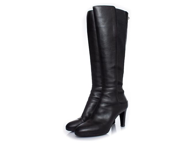 Botas de cuero elástico negras Sergio Rossi Negro
