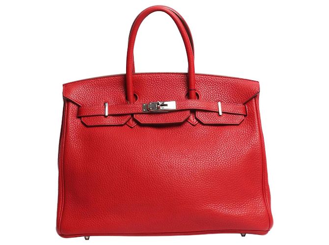 Hermès Bolsa Birkin 35 vermelha 2012 em couro Clemence Vermelho